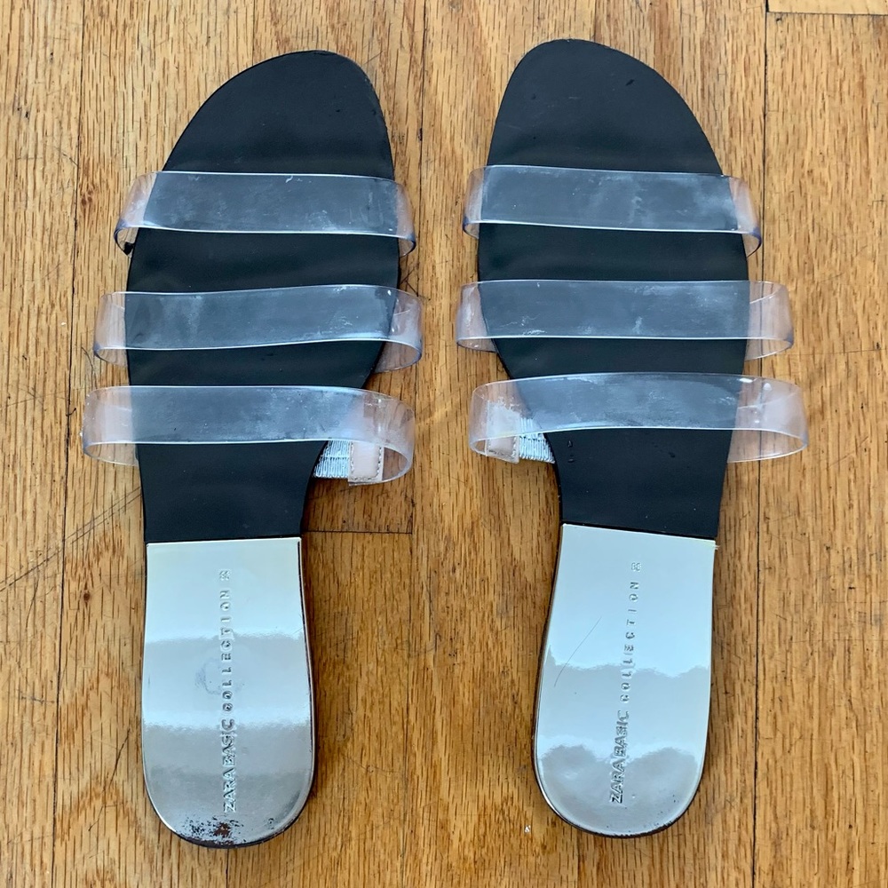 ZARA strap clear flat sandals. Size 38.